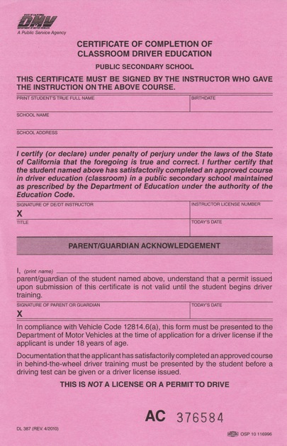 California Dmv Restricted License Form